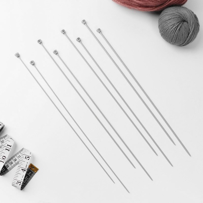 Спицы для вязания, с тефлоновым покрытием, d = 2-7 мм, 35 см, 10 пар в пенале