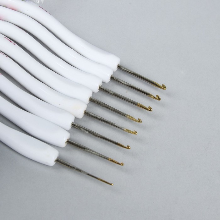 Набор крючков для вязания, с золотой головкой, d=1-2,75мм, 14см, 8шт