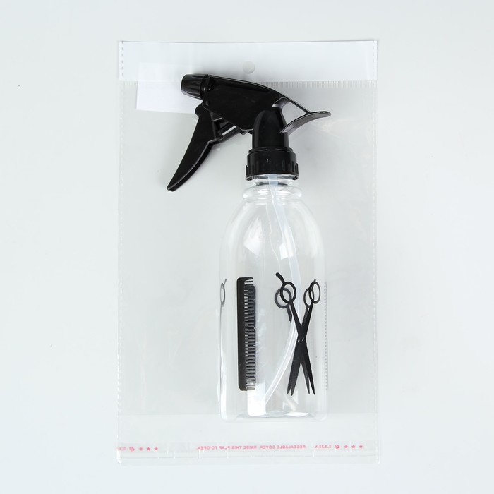Распылитель парикмахерский, 350мл, цвет прозрачный/чёрный