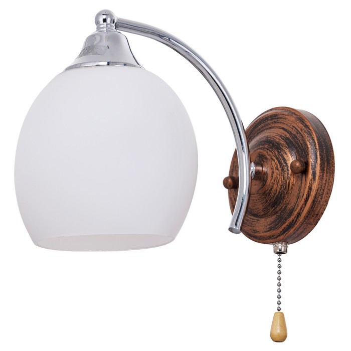 Бра "Астия" 1 лампа E27 60 Вт хром-коричневый 11х18х18 см.