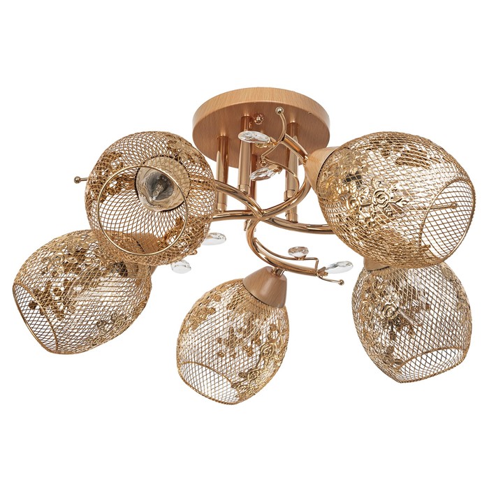 Люстра "Ориана" 5x60Вт E27 золото-коричневый 44х44х26см.
