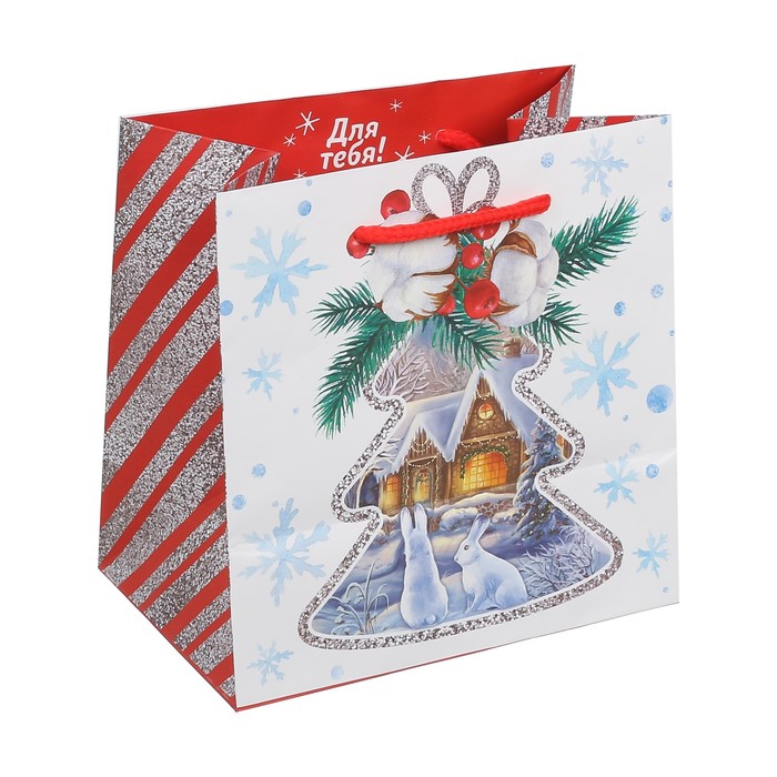 Пакет ламинированный квадратный «Для тебя в Новый год», 14 × 14 × 9 см