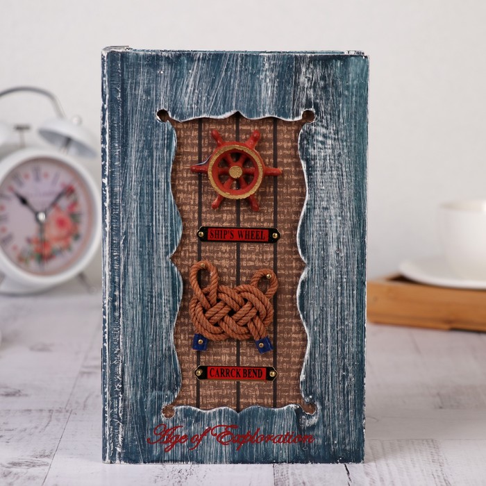 Ключница дерево 6 крючков "Морская" синяя 21х13х5,5 см