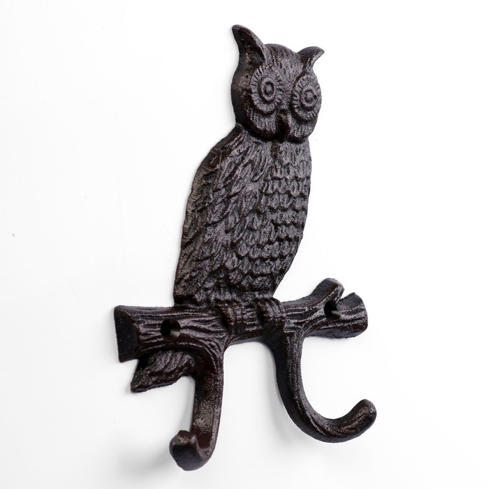 Крючки декоративные металл "Филин на ветке" 18х14х2,5 см