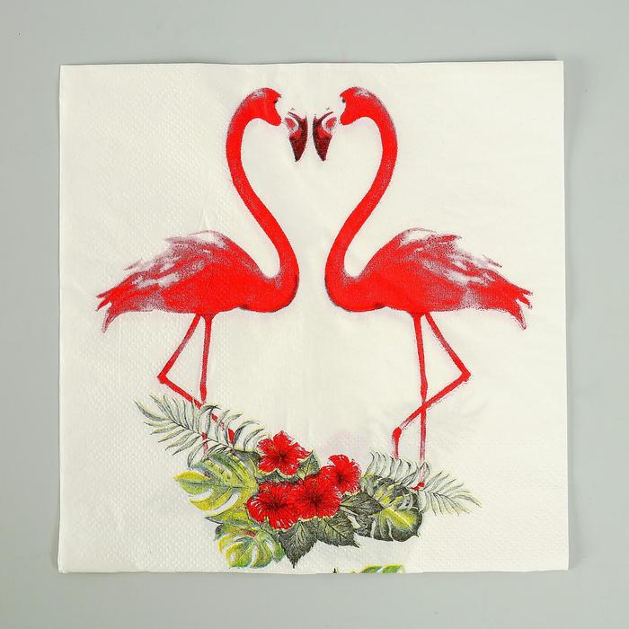 Салфетки бумажные "Парочка фламинго" (набор 20 шт) 33*33 см