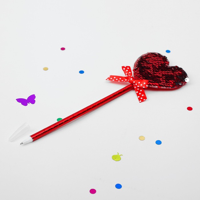 Ручка «Сердечки», с паеткми, цвета МИКС
