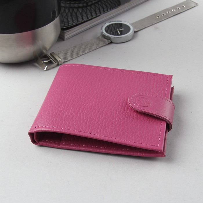 Кошелёк женский, для кредиток, отдел для монет, флотер, цвет фуксия