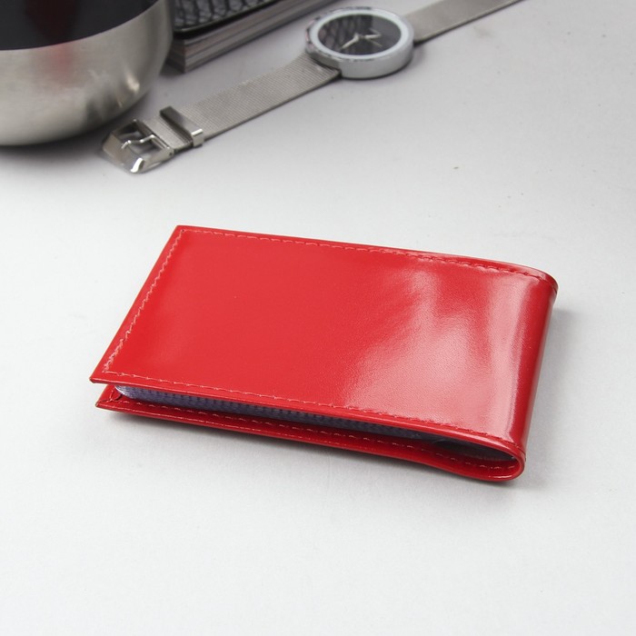 Визитница горизонтальная, 1 ряд, 18 листов, шик, цвет алый