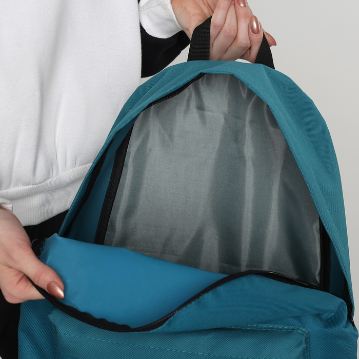 Рюкзак молодёжный "Кот", отдел на молнии, наружный карман, цвет бирюзовый