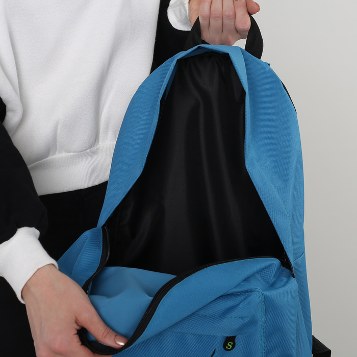 Рюкзак молодёжный "Кот", отдел на молнии, наружный карман, цвет голубой