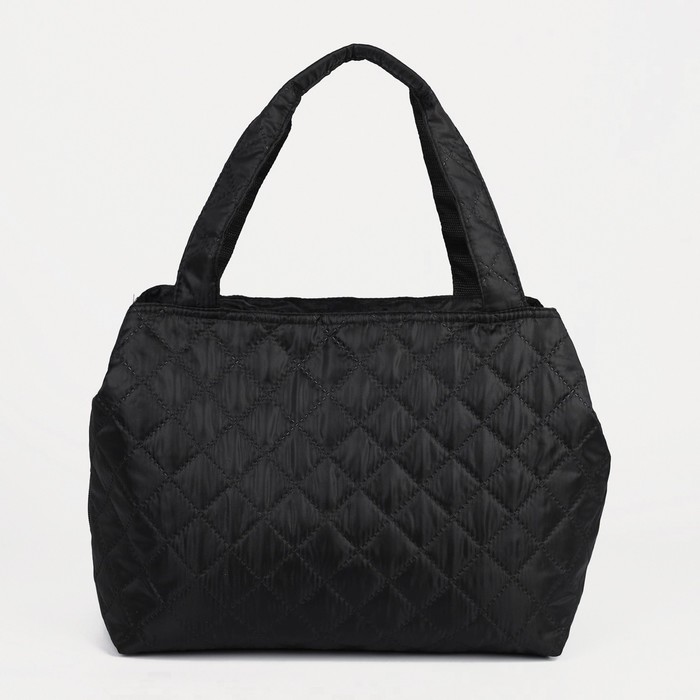 Сумка дорожная стёганая, 3 отдела на молниях, цвет чёрный