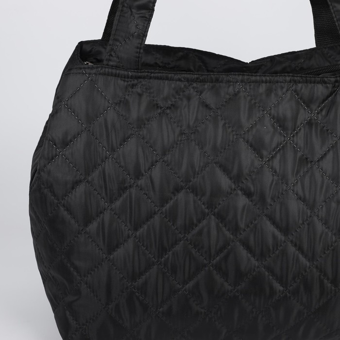 Сумка дорожная стёганая, 3 отдела на молниях, цвет чёрный