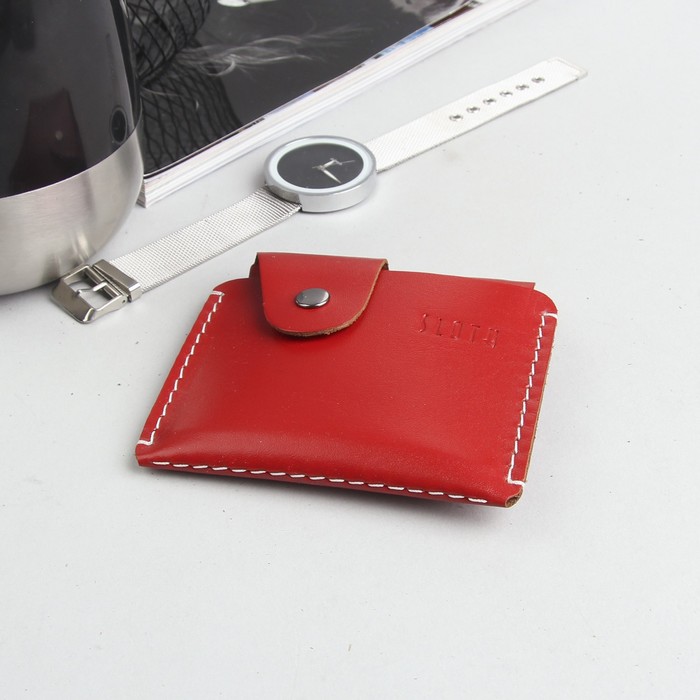 Портмоне женское, 2 отдела, гладкая шора, цвет красный