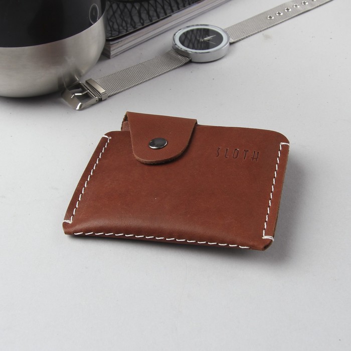 Портмоне мужское, 2 отдела, шора, коричневый матовый