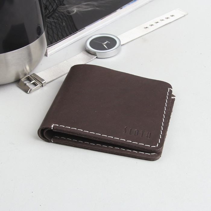 Портмоне мужское, отдел для карт, шора, цвет тёмно-коричневый матовый