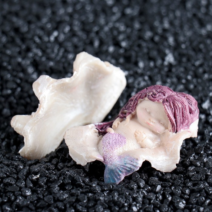 Декор для аквариума "Спящая русалочка на раковине", 7 х 5 х 4 см