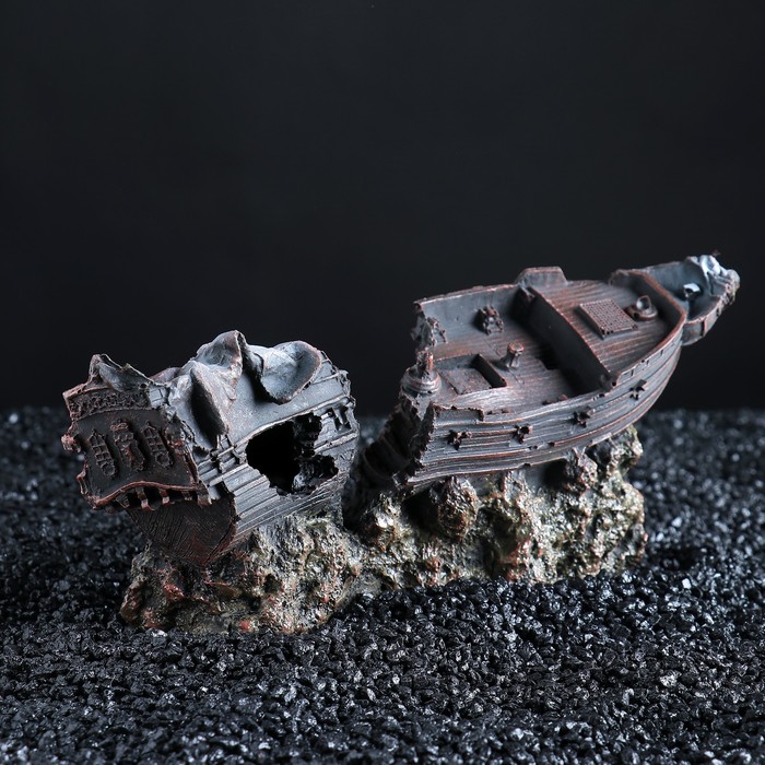 Декор для аквариума "Разбитый корабль", 24 х 8 х 12 см