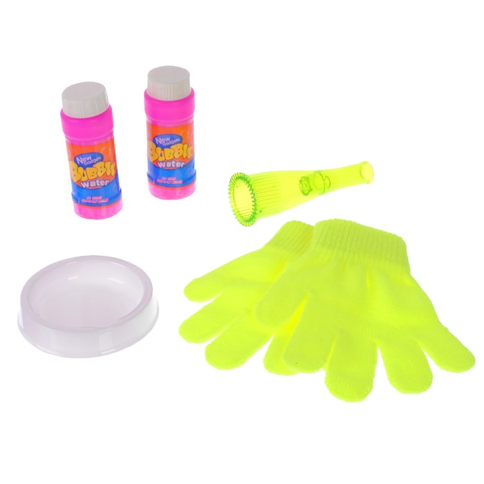 Эластичные мыльные пузыри "Прыгунцы" 2 перчатки, ёмкос для раств., рожок, палоч для м.пузыр
