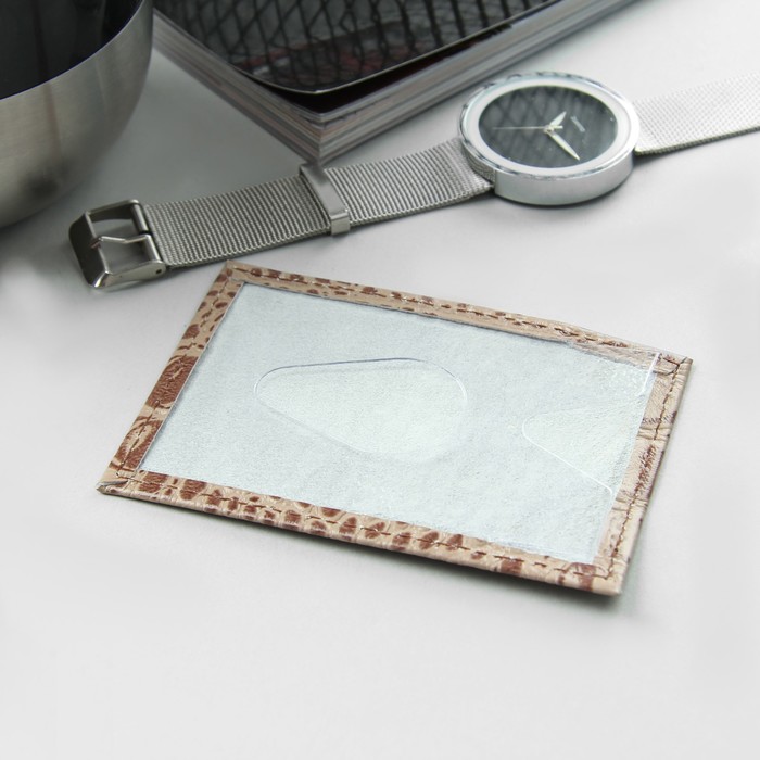 Футляр для карточки, кайман, цвет бежевый