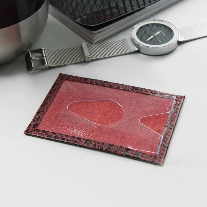 Футляр для карточки, крокодил, цвет бордовый