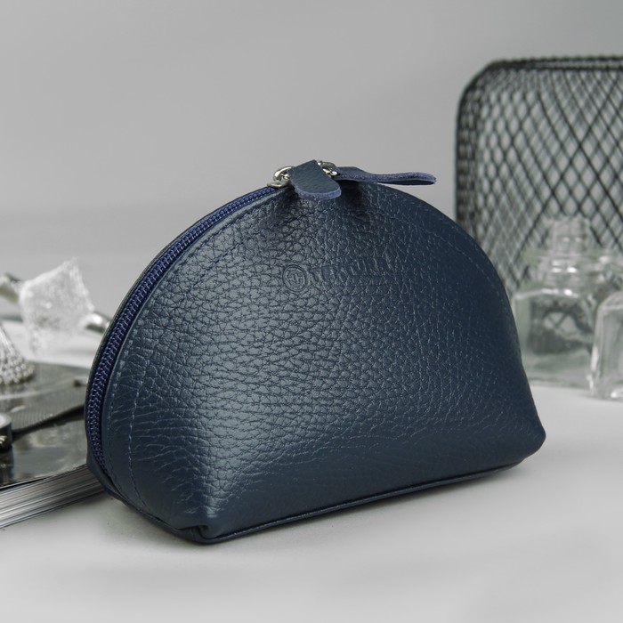 Косметичка простая, отдел на молнии, флотер, цвет синий