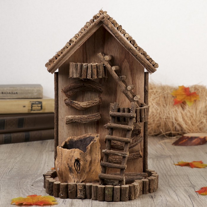 Сувенир дерево "Домик на дереве и пень" 32,5х16х20,5 см