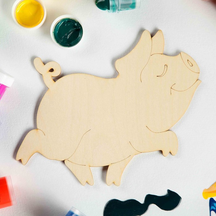 Доска разделочная под роспись "Бегущая хрюшка", Символ Года 2019, 22х17см