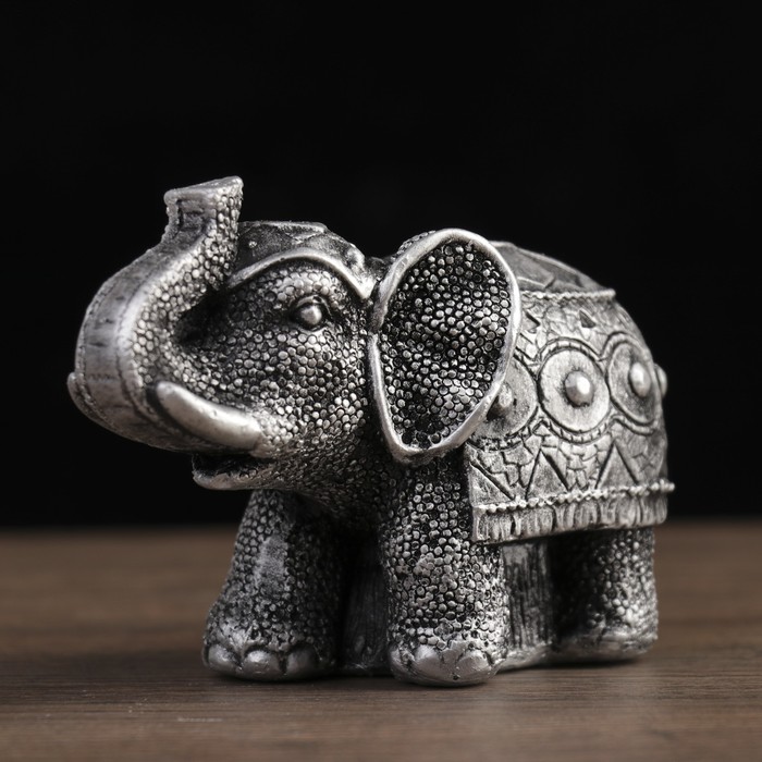 Сувенир гипс "Слон Индия №2  мини" под серебро 8 см
