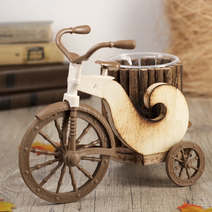 Корзина декоративная "Велосипед" форма цилиндр 18,5х28,5х13,5 см