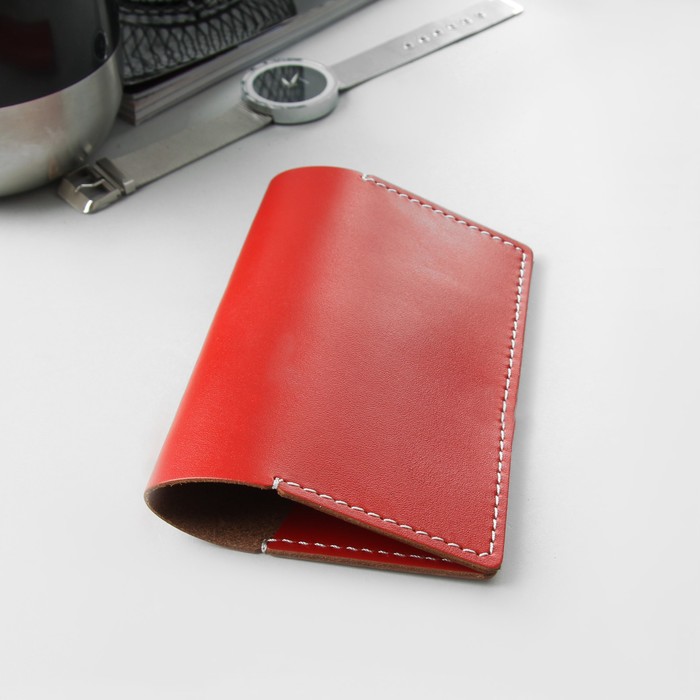 Обложка для паспорта, гладкая шора, цвет красный