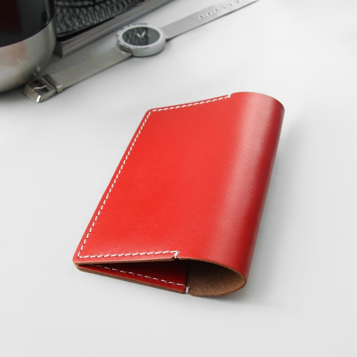 Обложка для паспорта, гладкая шора, цвет красный