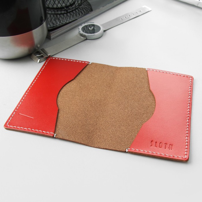 Обложка для паспорта, гладкая шора, цвет красный