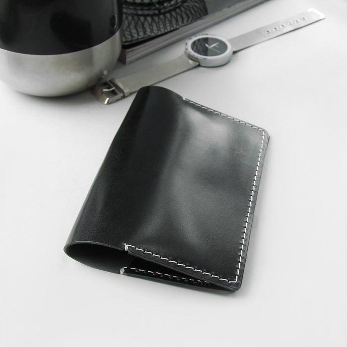 Обложка для паспорта, гладкая шора, цвет черный