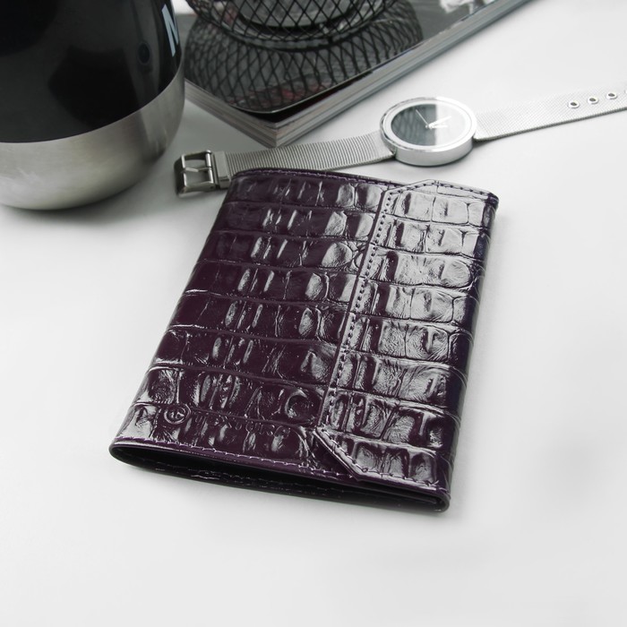 Обложка для документов, кайман, цвет фиолетовый
