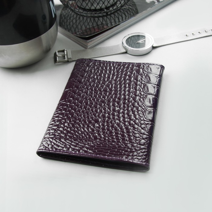 Обложка для документов, кайман, цвет фиолетовый