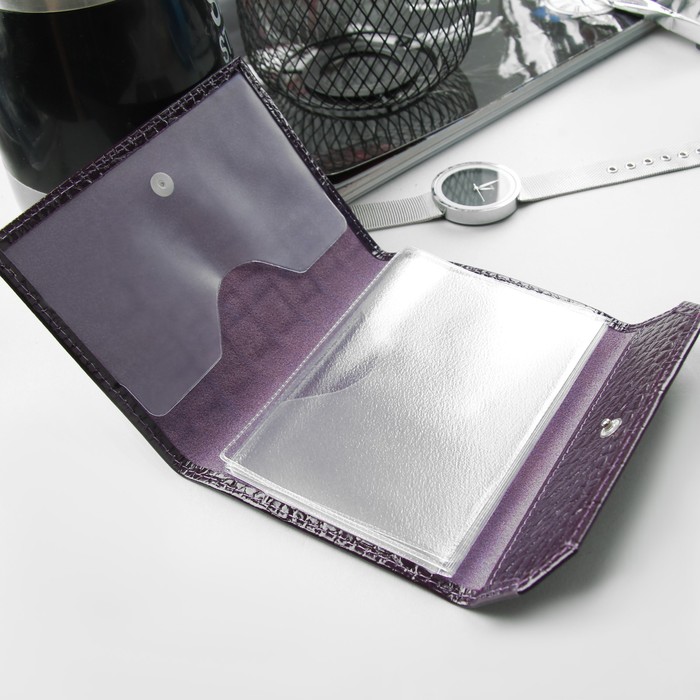 Обложка для документов, кайман, цвет фиолетовый