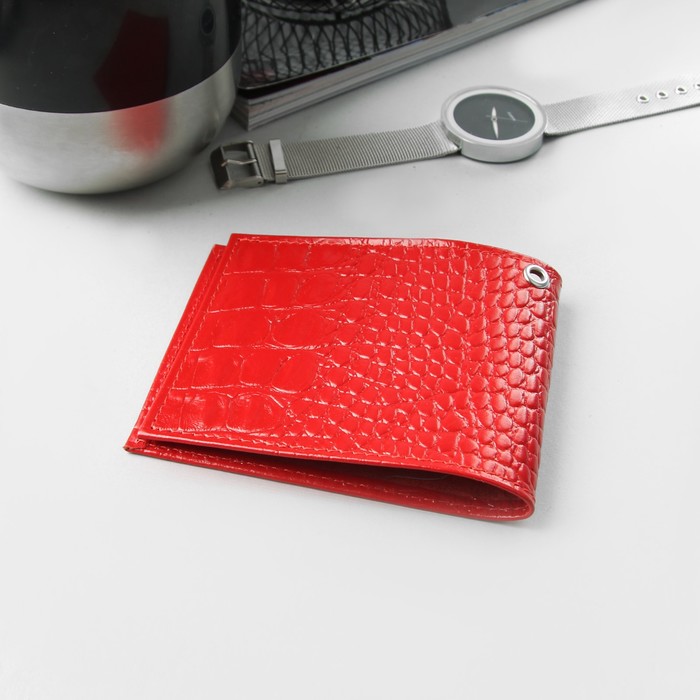 Обложка для удостоверения, кайман, цвет алый