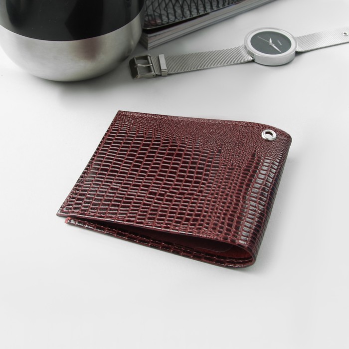Обложка для удостоверения, игуана, цвет бордовый