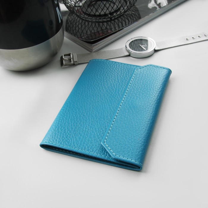 Обложка для документов, флотер, цвет морской волны