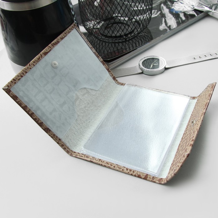 Обложка для документов, кайман, цвет бежевый