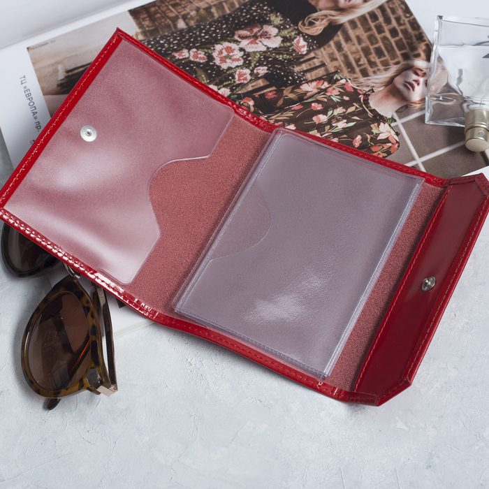 Обложка для документов, шик, цвет алый