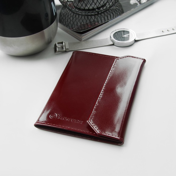 Обложка для документов, шик, цвет бордовый