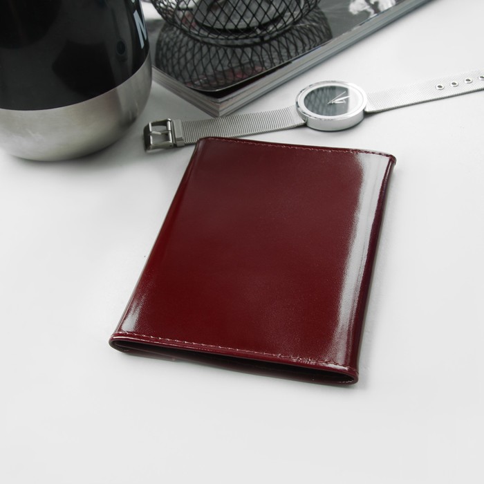 Обложка для документов, шик, цвет бордовый