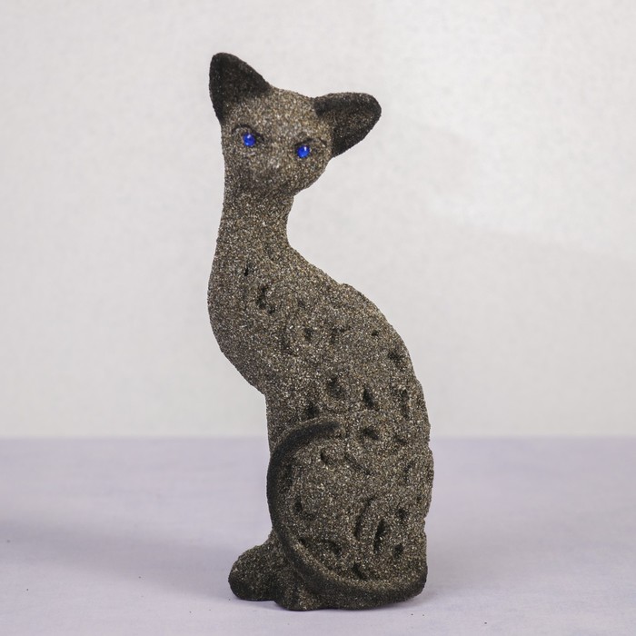 Сувенир песок "Кот узорчатый" черный 22 см