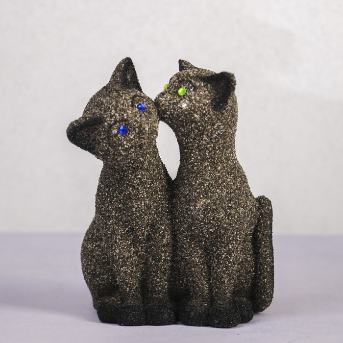 Сувенир песок  "Кошачья парочка" черный 18 см