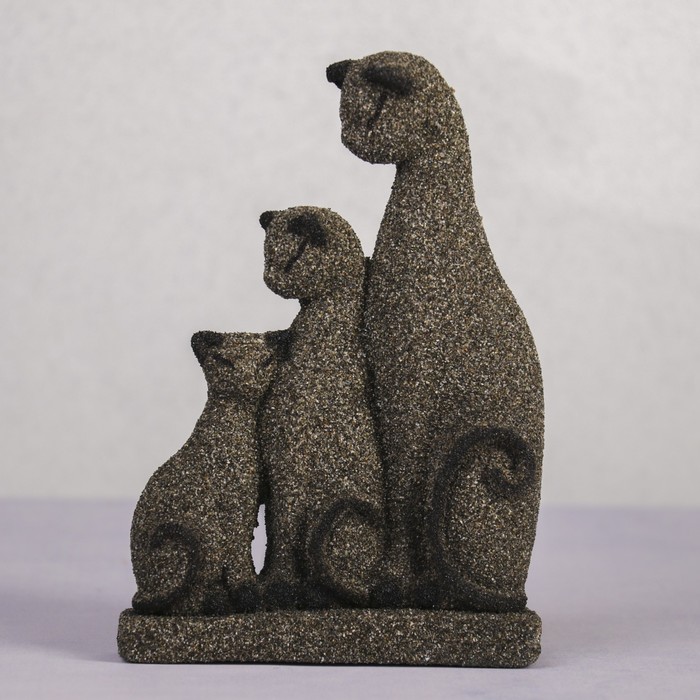 Сувенир песок  "Кошачья семейка" черный 18 см