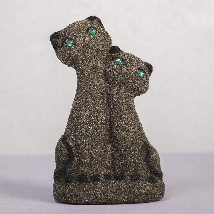 Сувенир песок  "Пара кошек малая" черный 13 см