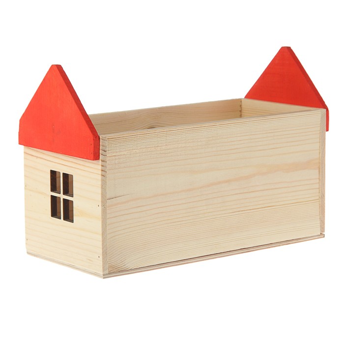 Кашпо флористическое "Домик", 34 х 14 х 21 см, натуральный с тёмной крышей