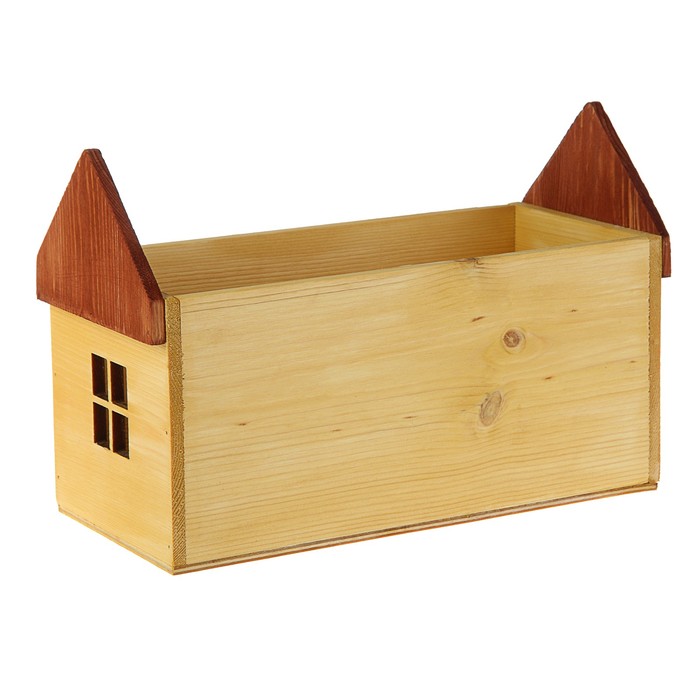Кашпо флористическое "Домик", 34 х 14 х 21 см, сосна с тёмной крышей