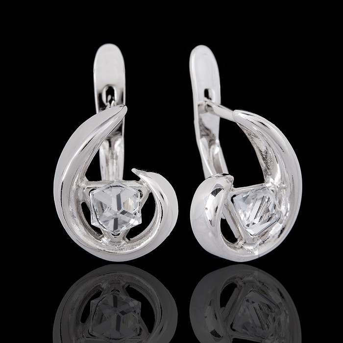 Серьги "Адамант", цвет белый в серебре